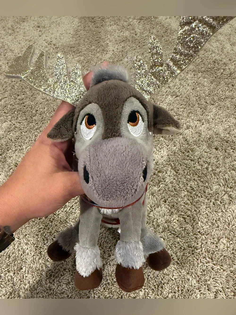 Disney Frozen Sven Plush Reindeer 11” Stuffed Animal Glitter Antlers